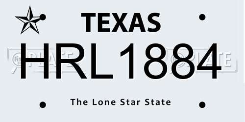 HRL1884 Texas License Plate