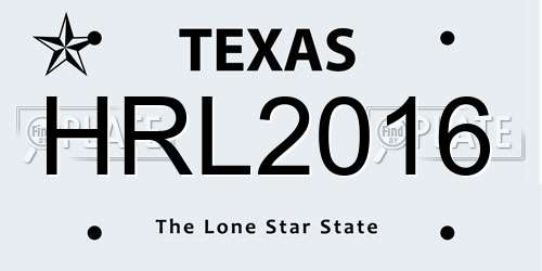 HRL2016 Texas License Plate