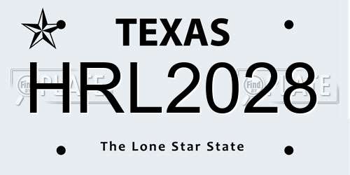 HRL2028 Texas License Plate
