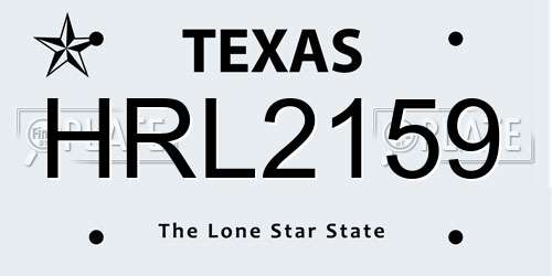 HRL2159 Texas License Plate