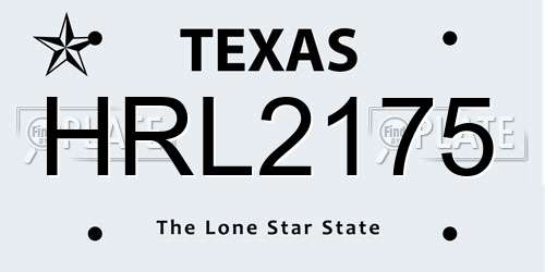 HRL2175 Texas License Plate