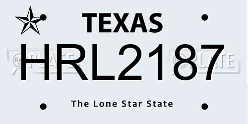HRL2187 Texas License Plate