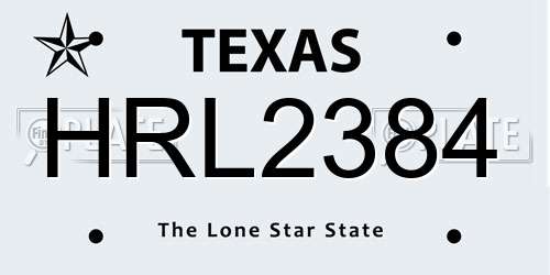 HRL2384 Texas License Plate
