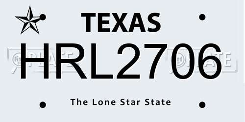 HRL2706 Texas License Plate