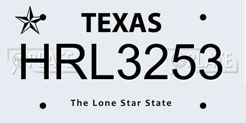 HRL3253 Texas License Plate