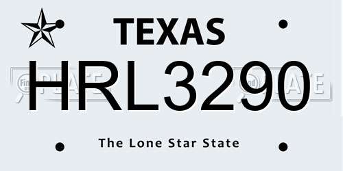 HRL3290 Texas License Plate