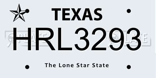 HRL3293 Texas License Plate
