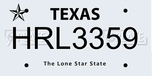 HRL3359 Texas License Plate