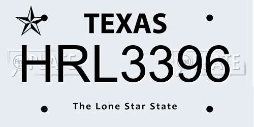 HRL3396 Texas License Plate