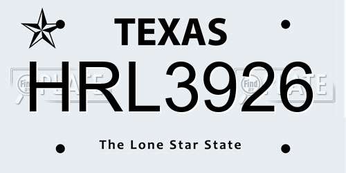HRL3926 Texas License Plate