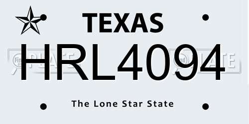 HRL4094 Texas License Plate