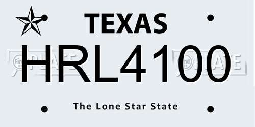 HRL4100 Texas License Plate