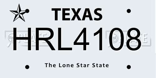 HRL4108 Texas License Plate