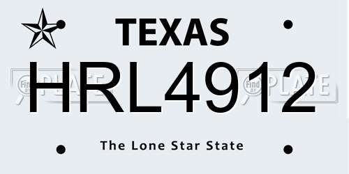 HRL4912 Texas License Plate