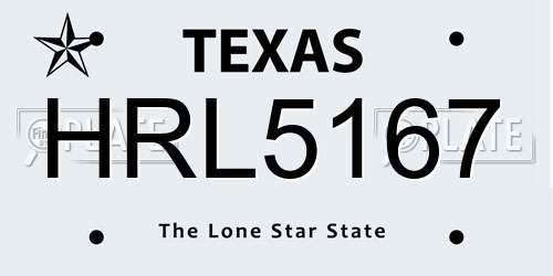 HRL5167 Texas License Plate