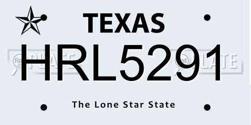 HRL5291 Texas License Plate