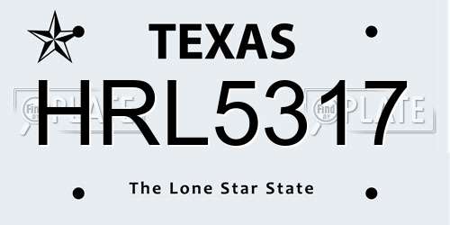 HRL5317 Texas License Plate