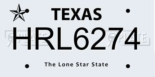 HRL6274 Texas License Plate