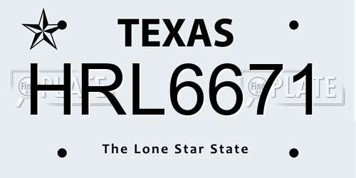HRL6671 Texas License Plate