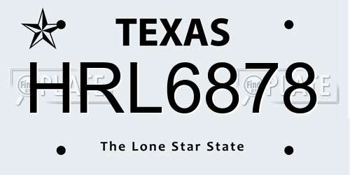 HRL6878 Texas License Plate