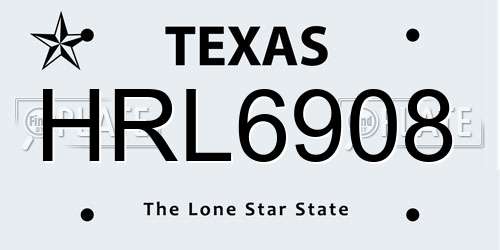 HRL6908 Texas License Plate