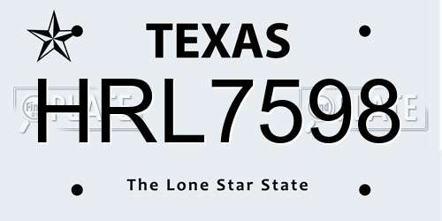 HRL7598 Texas License Plate