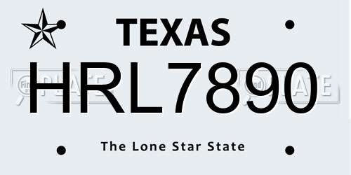 HRL7890 Texas License Plate