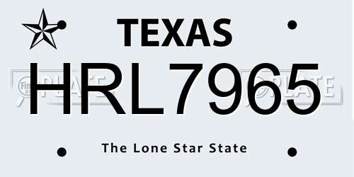 HRL7965 Texas License Plate