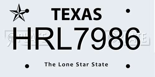 HRL7986 Texas License Plate