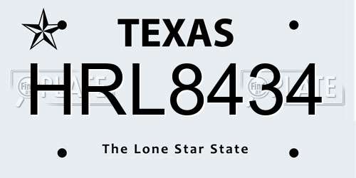 HRL8434 Texas License Plate