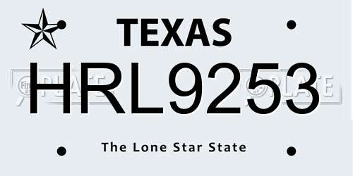 HRL9253 Texas License Plate
