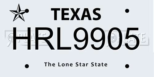 HRL9905 Texas License Plate