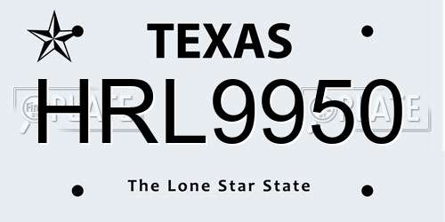 HRL9950 Texas License Plate