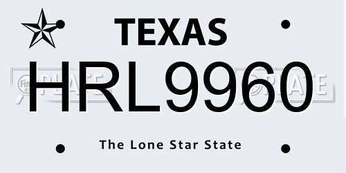 HRL9960 Texas License Plate