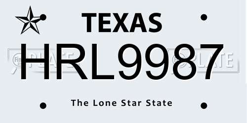 HRL9987 Texas License Plate