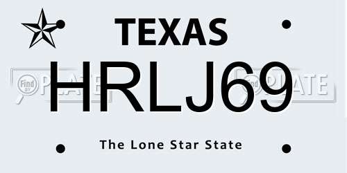 HRLJ69 Texas License Plate