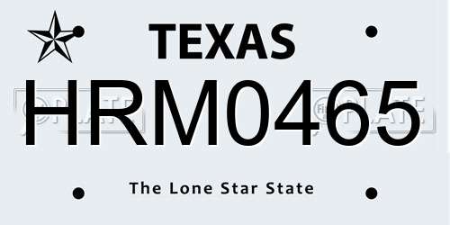 HRM0465 Texas License Plate
