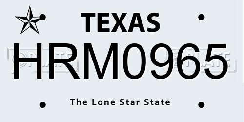 HRM0965 Texas License Plate