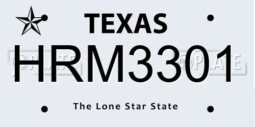 HRM3301 Texas License Plate