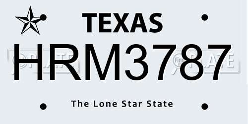 HRM3787 Texas License Plate