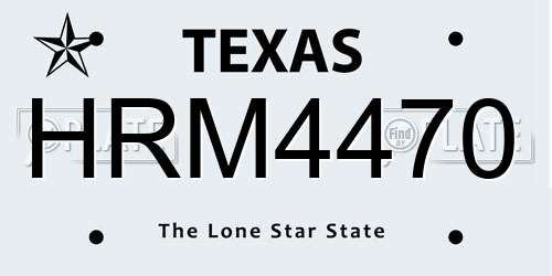 HRM4470 Texas License Plate