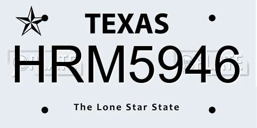 HRM5946 Texas License Plate