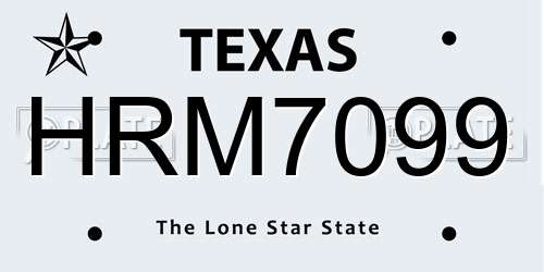HRM7099 Texas License Plate