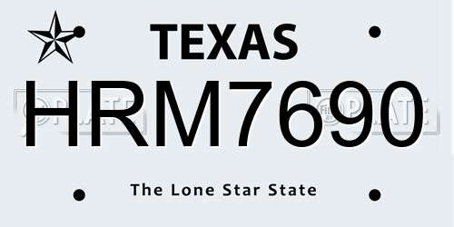 HRM7690 Texas License Plate