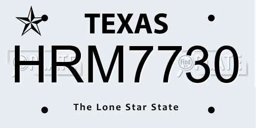 HRM7730 Texas License Plate