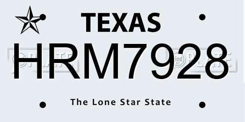 HRM7928 Texas License Plate