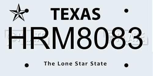 HRM8083 Texas License Plate