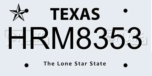 HRM8353 Texas License Plate