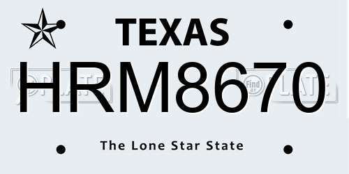 HRM8670 Texas License Plate