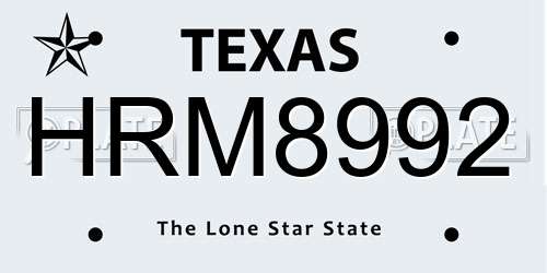HRM8992 Texas License Plate